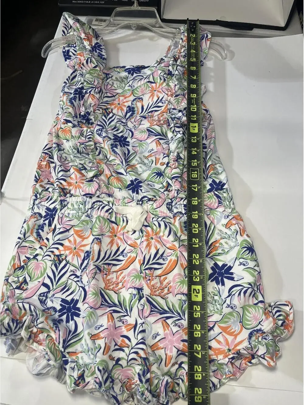 Polo Ralph Lauren Girls Romper Floral Ruffle Cinch Waist Shorts Size XL (16) EUC